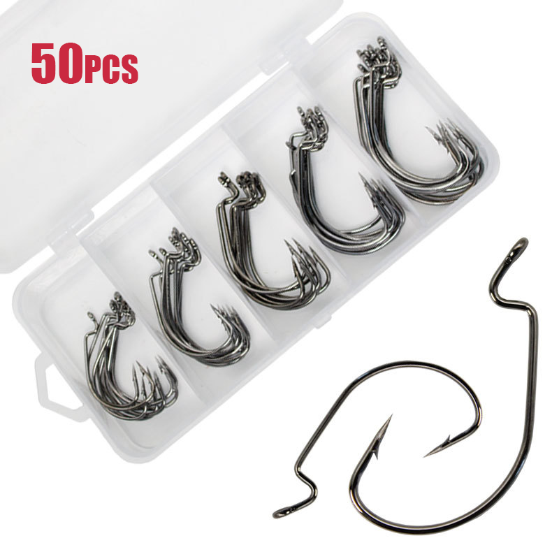 Fishing Hook Offset - 50pcs large ver crochet en acier