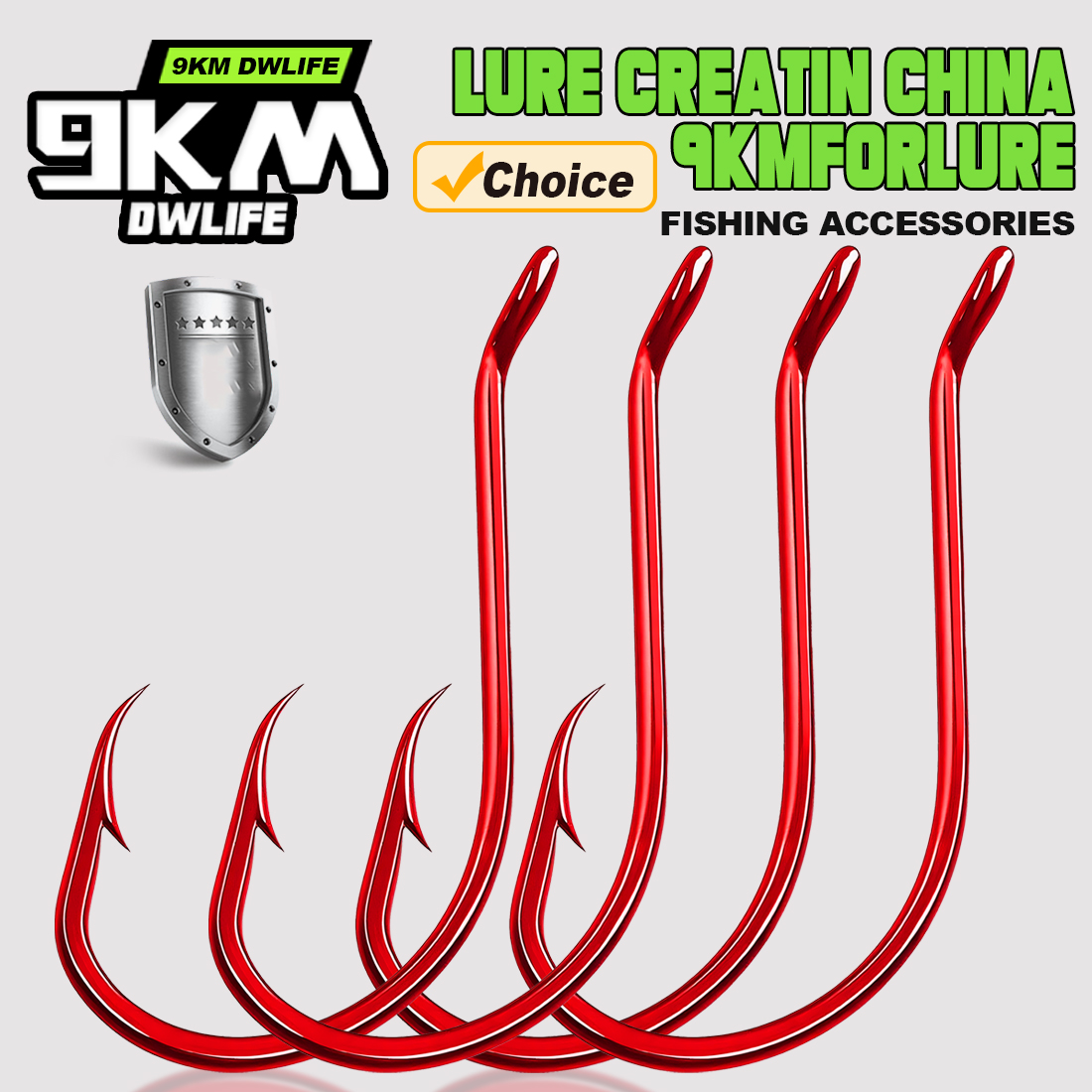 Fishing Hook Circle - 9KM 100 pièces crochet poulpe rouge