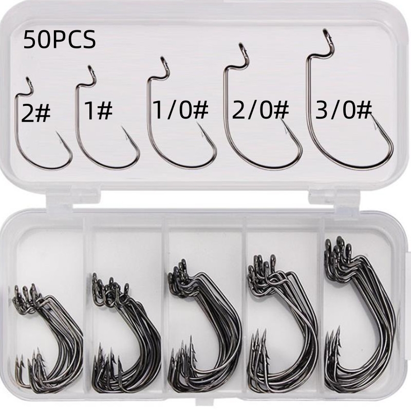 Fishing Hook Offset - 50 pièces/boîte Hameçons de pêche en